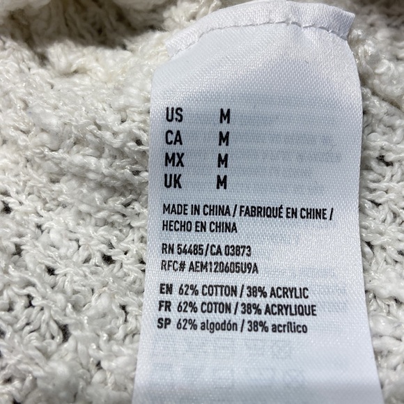 Ivory color American eagle outfitter lace up front long sleeve sweater medium - Picture 6 of 8